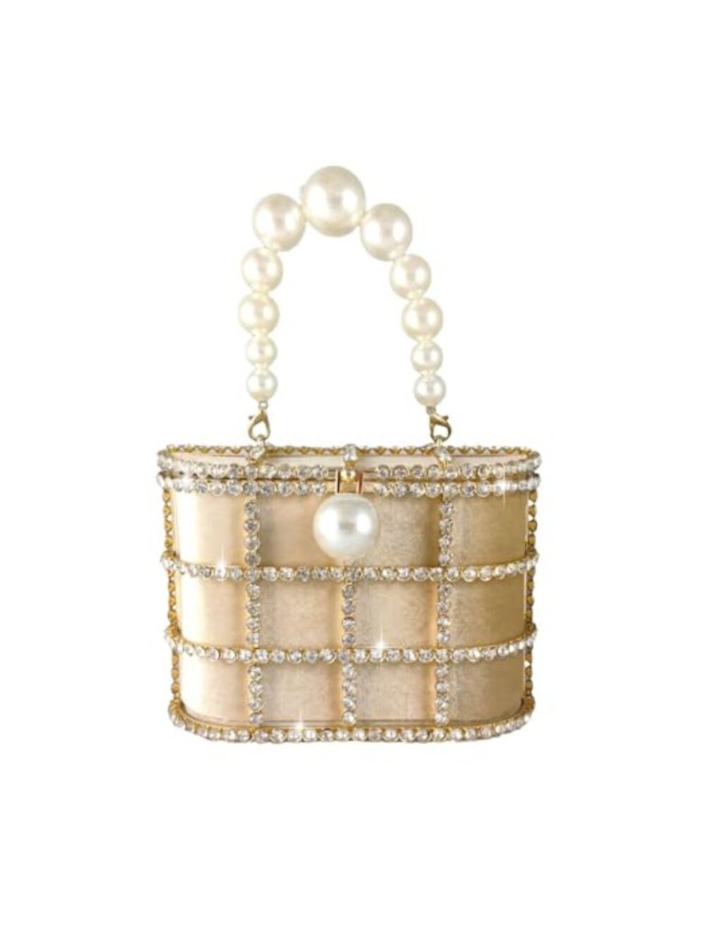Crystal Bucket Clutch Women Metal Evening Bag Wedding Handbag